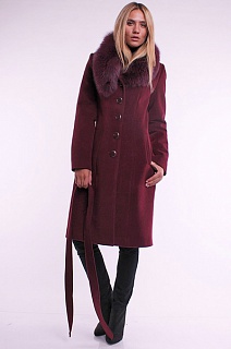 Пальто "Валерия" бордо с мехом