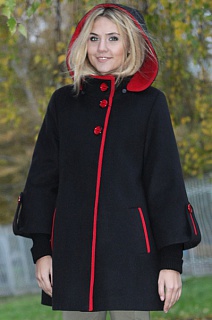 Пальто зимнее "Barbara" черный с красным