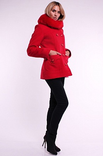 Пальто "Аманда" красное с мехом
