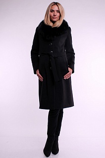 Пальто "Валерия" черный с мехом