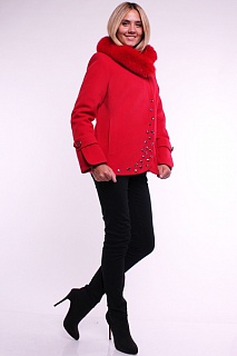 Пальто "Чиа Сан" красный с мехом